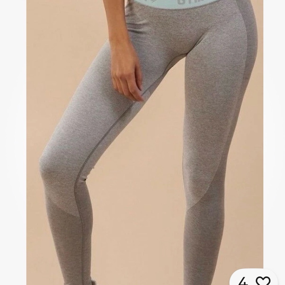 Gymshark XS NWT Gray Leggings w/ light turquoise waistband